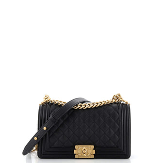Chanel Boy Flap Bag Quilted Caviar Old Medium