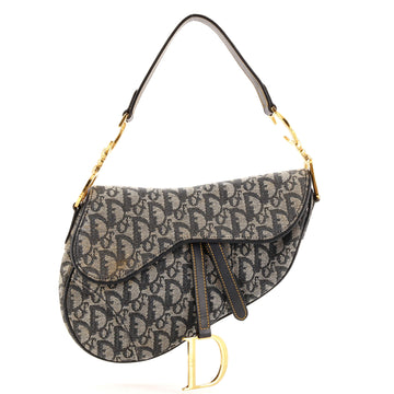 Christian Dior Vintage Saddle Bag Diorissimo Canvas Medium