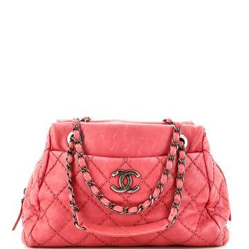 Chanel Stitch It Bowling Bag Quilted Leather Small