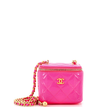 Chanel Pearl Crush Vanity Case with Chain Quilted Patent Mini