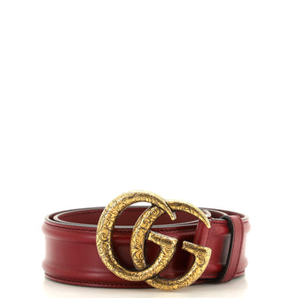 Gucci Patterned GG Marmont Belt Leather Wide