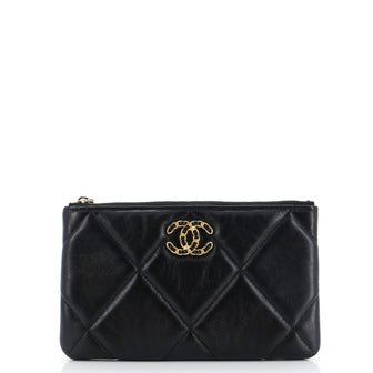 Chanel 19 O Case Pouch Quilted Goatskin Small