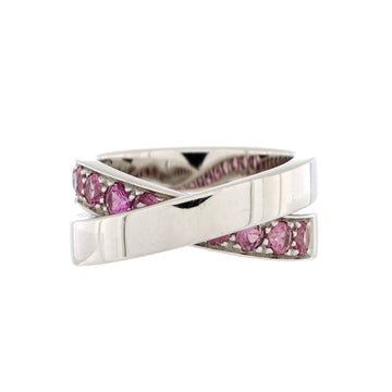 Cartier Paris Nouvelle Vague Crossover Ring 18K White Gold with Pink Sapphires
