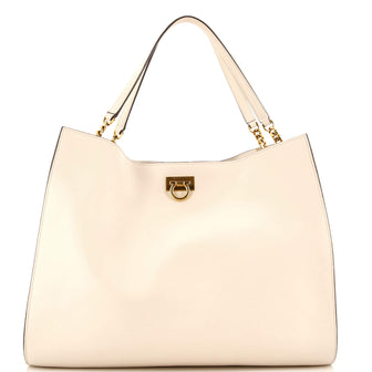 Salvatore Ferragamo Gancio Square Tote Leather