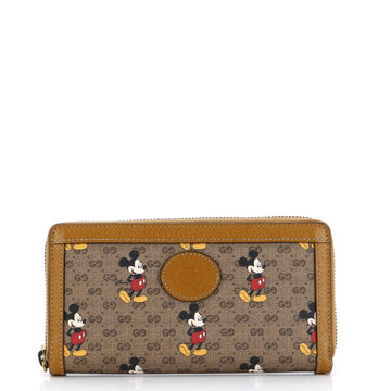 Gucci Disney Mickey Mouse Zip Wallet Printed Mini GG Coated Canvas Long