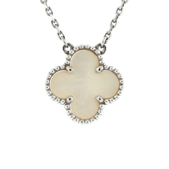 Van Cleef & Arpels Vintage Alhambra Pendant Necklace 18K White Gold and Mother of Pearl