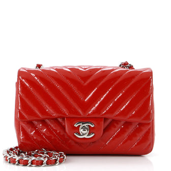 Chanel Classic Single Flap Bag Chevron Patent Mini