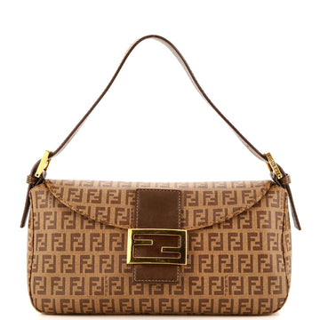 Fendi Vintage FF Buckle Curved Hobo Zucchino Coated Canvas Small
