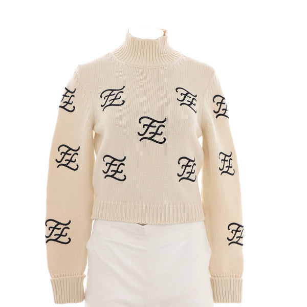 Fendi Women's Karligraphy Turtleneck Sweater Wool and Cashmere