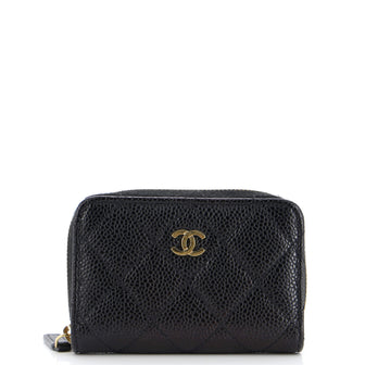 Chanel CC Zip Coin Purse Quilted Caviar Small