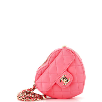 Chanel CC in Love Heart Clutch with Chain Quilted Lambskin