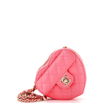 Chanel CC in Love Heart Clutch with Chain Quilted Lambskin