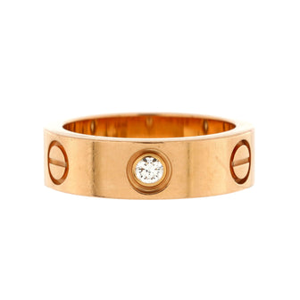 Cartier Love 3 Diamonds Band Ring 18K Rose Gold with Diamonds