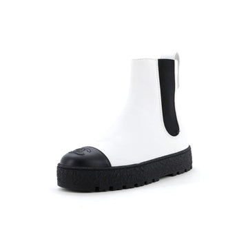 Chanel Women's CC Turnlock Cap Toe Chelsea Boots Leather