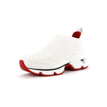 Labotine 20 Christian Louboutin Women's Spike Sock Sneakers Spiked Neoprene Red 2904021