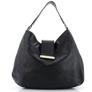 Gucci New Ladies Web Hobo Guccissima Leather Large