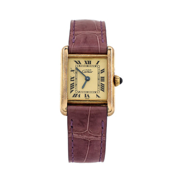 Cartier Must de Cartier Tank Quartz Watch Vermeil Plated Sterling Silver and Alligator 22