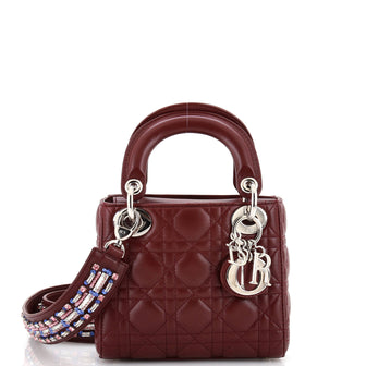 Christian Dior Lady Dior Bag Cannage Quilt Lambskin with Crystal Detail Mini