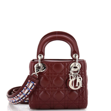 Christian Dior Lady Dior Bag Cannage Quilt Lambskin with Crystal Detail Mini