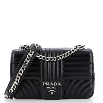 Prada Chain Flap Shoulder Bag Diagramme Quilted Leather Medium