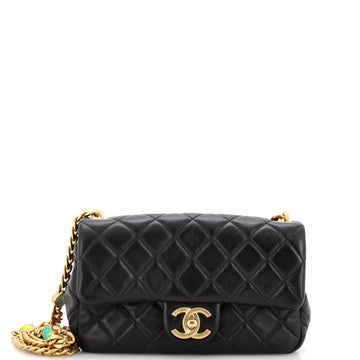 Chanel Pearl Samba Resin Chain Flap Bag Quilted Lambskin Mini