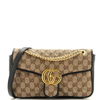 Gucci GG Marmont Flap Bag Diagonal Quilted GG Canvas Small