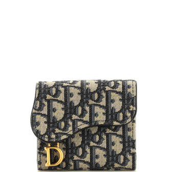 Christian Dior Saddle Flap Wallet Oblique Canvas Mini