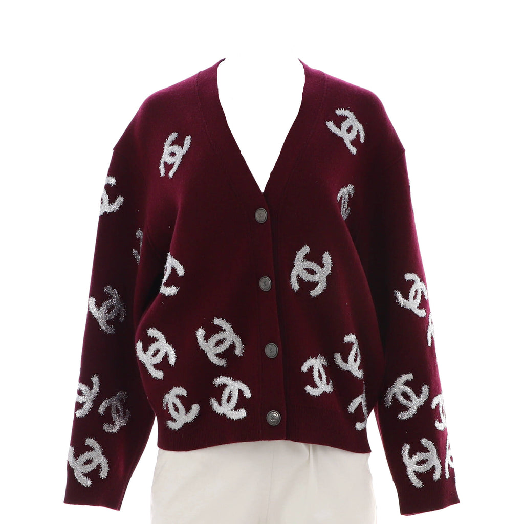 CHANELカーディガン Chanel Black Cashmere CC Turnlock Cardigan Sweater Size 10/42