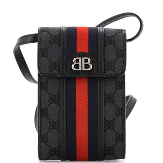 Balenciaga x Gucci The Hacker Project Web Phone Bag BB Coated Canvas
