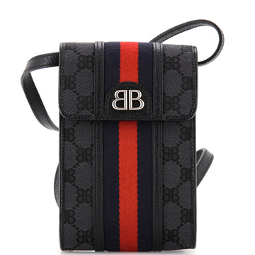 Balenciaga x Gucci The Hacker Project Web Phone Bag BB Coated Canvas