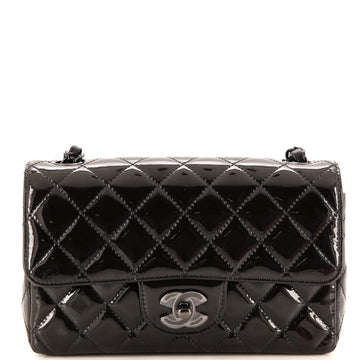 Chanel So Black Classic Single Flap Bag Quilted Patent Mini