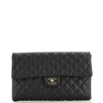 Chanel Classic Flap Clutch Quilted Caviar