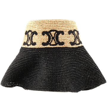 Celine Triomphe Wide Brim Bucket Hat Raffia