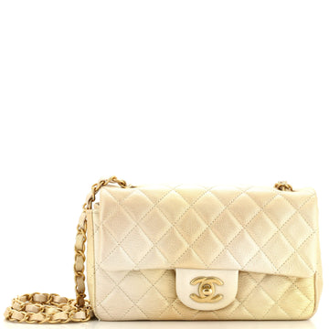 Chanel Classic Single Flap Bag Quilted Ombre Metallic Goatskin Mini