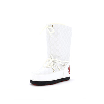 Gucci Women's Web Logo Lace Up Snow Boots GG Nylon