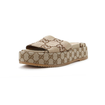 Gucci Women's Angelina Platform Slide Sandals GG Canvas