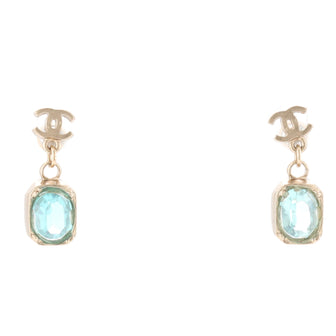 Chanel Oval CC Drop Earrings Metal with Glass