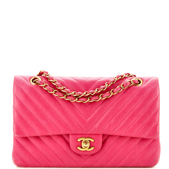 Chanel Classic Double Flap Bag Chevron Calfskin Medium