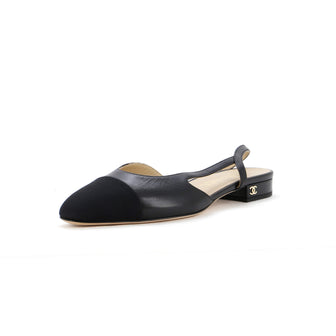 Chanel Women's Cap Toe CC Slingback Flats Leather