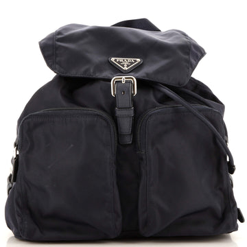 Prada Double Pocket Buckle Backpack Tessuto Medium