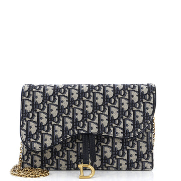 Christian Dior Saddle Chain Clutch Oblique Canvas