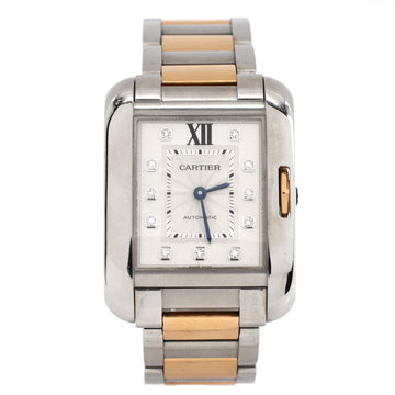 Cartier Tank Anglaise Automatic Watch Stainless Steel and Rose Gold with Diamond Markers 30