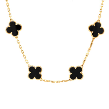 Van Cleef & Arpels Vintage Alhambra 10 Motifs Necklace 18K Yellow Gold and Onyx