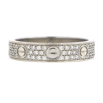 Cartier Love Wedding Band Pave Diamonds Ring 18K White Gold and Diamonds