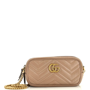 Gucci GG Marmont Triple Zip Chain Bag Matelasse Leather Mini