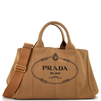 Prada Canapa Convertible Tote Canvas Medium