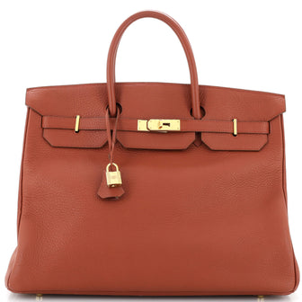 Hermes Birkin Handbag Red Clemence with Gold Hardware 40