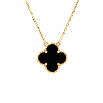 Van Cleef & Arpels Vintage Alhambra Pendant Necklace 18K Yellow Gold and Onyx