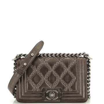 Chanel Double Stitch Boy Flap Bag Quilted Iridescent Calfskin Small