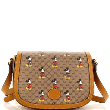 Gucci Disney Mickey Mouse Flap Shoulder Bag Printed Mini GG Coated Canvas Small